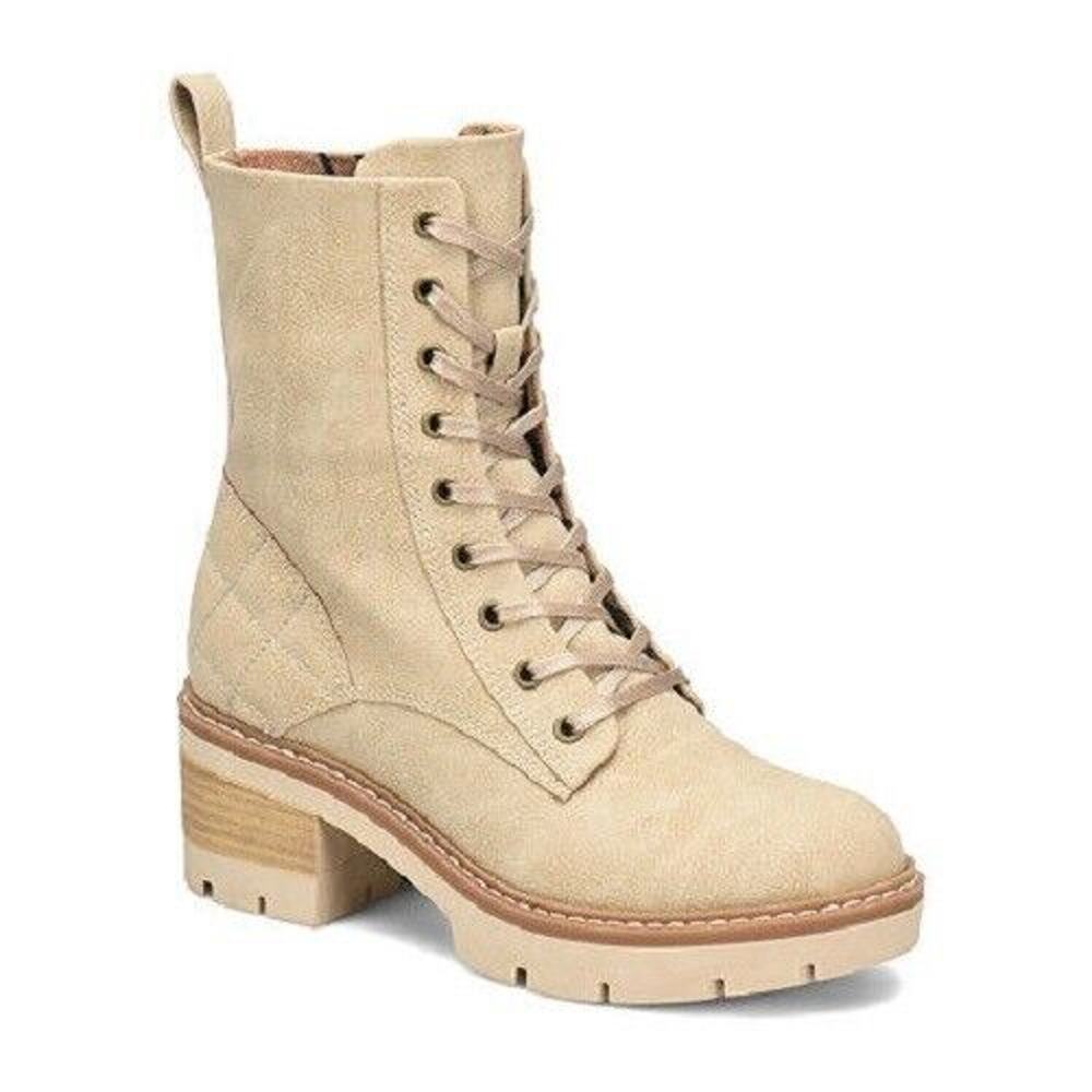 B.O.C. Women's Malika Inside Zip Lace up Comfort Boot, Cream Size 7.5M